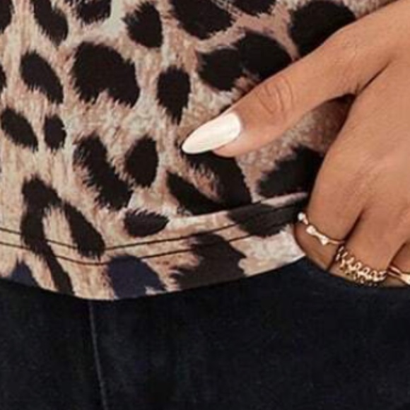 Leopard Animal Print Cut out One Shoulder Top - Picture 2 of 4